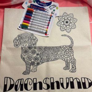 Dachshund DIY Pillow Cover includes Fabic Markers